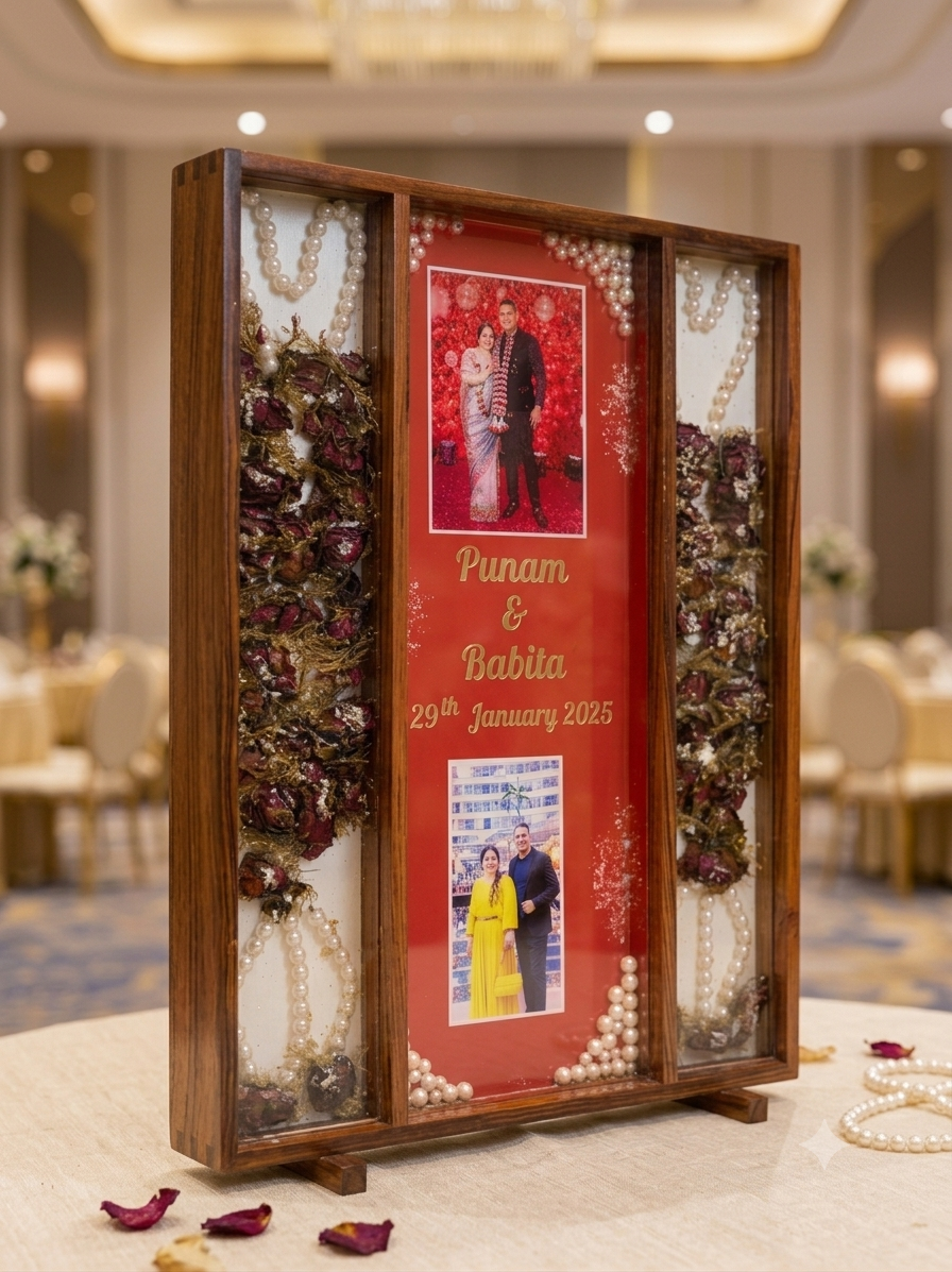 Handcrafted Resin Varmala & Memory Keepsake Frame